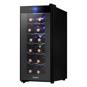 Wine Fridges Devanti Wine Cooler 12 Bottle Thermoelectric Fridge Storage Chiller