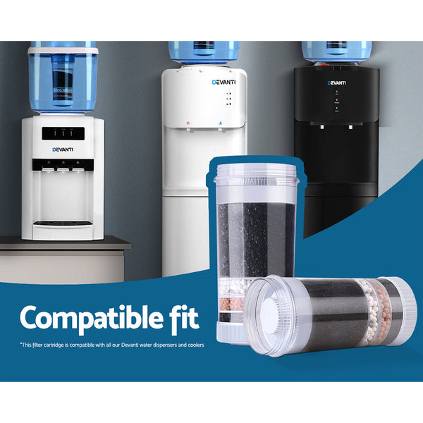 Water Filters Devanti Water Cooler Filter Purifier 2 Pack Ceramic Carbon Mineral Cartridge