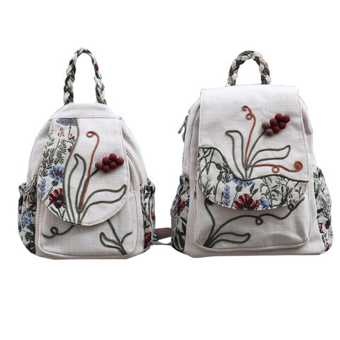 Women's Bags & Handbags Weave Vintage Backpack Leisure Artistic Canvas Bag Size Cotton Packing