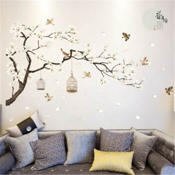 Wall Stickers Big Size Tree Birds Flower Home Decor Wallpapers Diy Vinyl