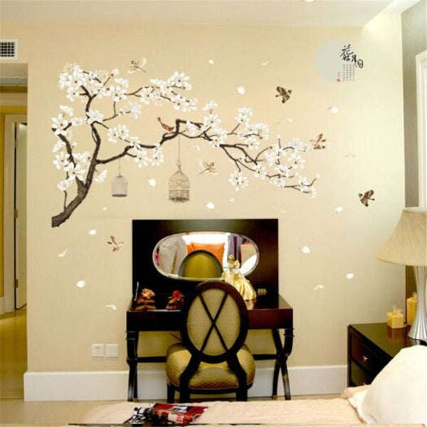 Wall Stickers Big Size Tree Birds Flower Home Decor Wallpapers Diy Vinyl