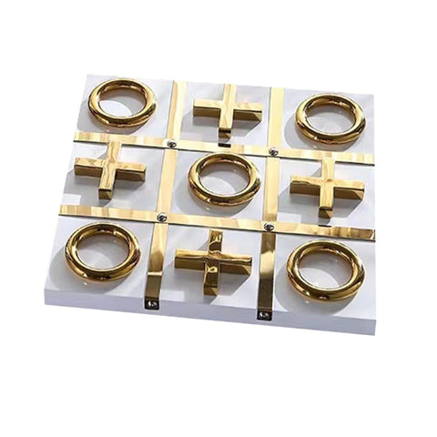 Sculptures & Figurines Tic Tac Toe Xo Board Gold And White Tabletop Home Decor Sculptures Figurines