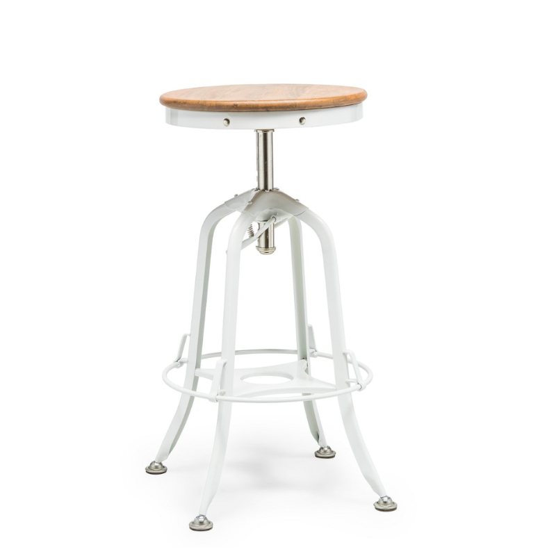 Benches Bar Stools White Bar Stool Hamptons Style Height Adjustable And Swivel With Natural Wood Top