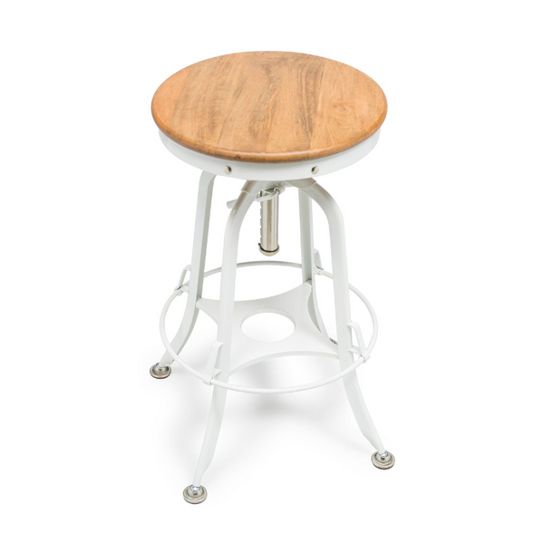 Benches Bar Stools White Bar Stool Hamptons Style Height Adjustable And Swivel With Natural Wood Top