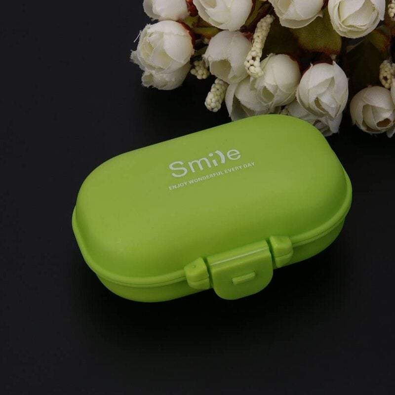 First Aid Whitelotous 4 Grids Portable Pill Box Jewellery Storage Bracket Protective Sleeve Container Notepad Green 1