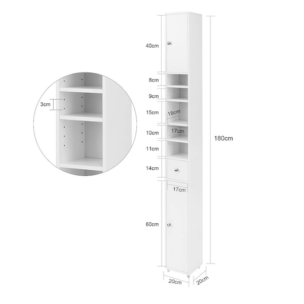 Cabinets & Cupboards White Tall Bathroom Cabinet High Storage