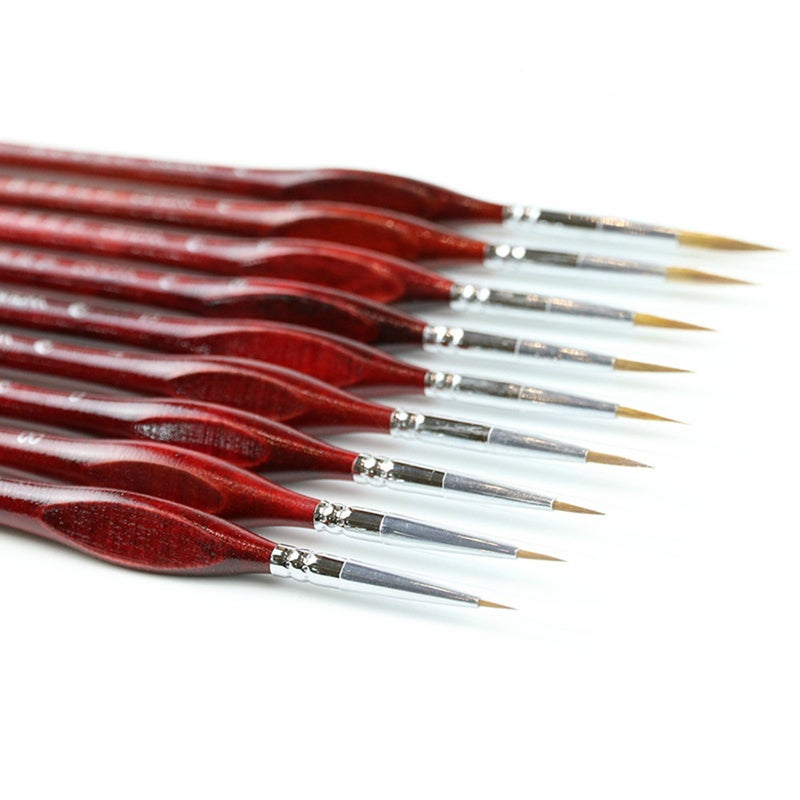 9Pcs / Set Miniature Paint Brushes Fine Pointed Tip For Acrylic Watercolor Oil Drawing Kits