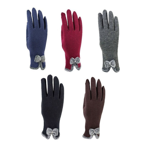 Women Fall Winter Warm Keeping Screen Touching Gloves Red