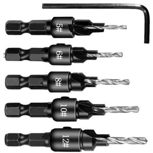 Drill Bits Woodworking Hole Opener Reaming Drill Bit 5Pcs Black