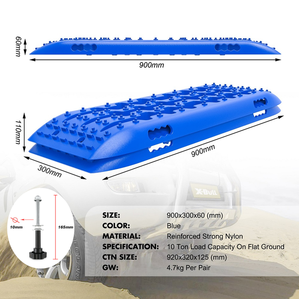 Recovery Tracks X Bull 4X4 10T 2 Pairs/ Sand Tracks/ Mud Mounting Bolts Pins Gen 2.0 Blue