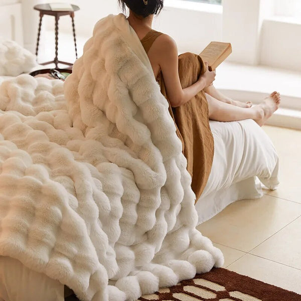 Blankets White Tuscan Imitation Thick Fur Blanket For Beds And Sofa 100X160cm