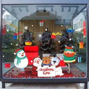 Seasonal Decorations Xl652 Cartoon Merry Christmas Blessing Wall Sticker Removable Self Adhesive Window Background Multi 45X60cm