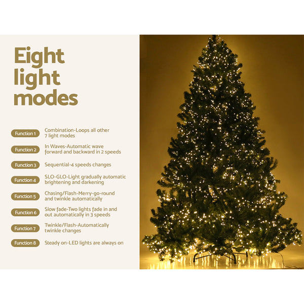 Seasonal Decorations Jingle Jollys Christmas Tree 2.4M Xmas 3190 Led Lights 8 Modes Warm White