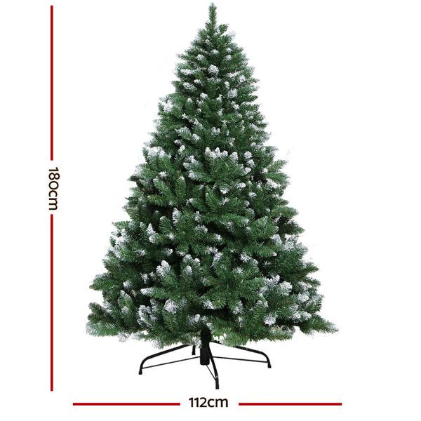 Seasonal Decorations Jingle Jollys Christmas Tree 1.8M Xmas Trees Decorations Snowy Green 800 Tips