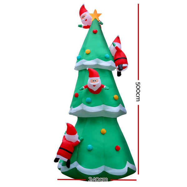 Seasonal Decorations Jingle Jollys Christmas Inflatable Santa Tree 5M Outdoor Xmas Decorations Lights