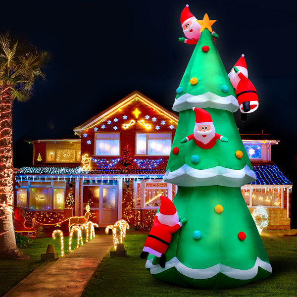 Seasonal Decorations Jingle Jollys Christmas Inflatable Santa Tree 5M Outdoor Xmas Decorations Lights