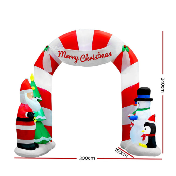 Seasonal Decorations Jingle Jollys Christmas Inflatable Santa Archway 3M Outdoor Decorations Lights