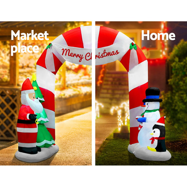 Seasonal Decorations Jingle Jollys Christmas Inflatable Santa Archway 3M Outdoor Decorations Lights