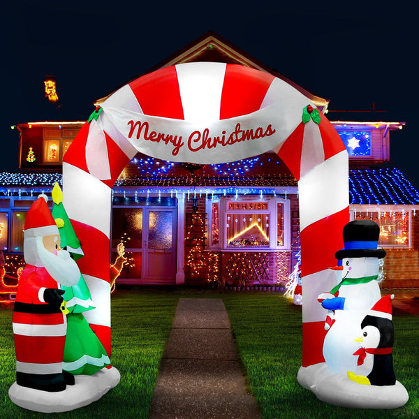 Seasonal Decorations Jingle Jollys Christmas Inflatable Santa Archway 3M Outdoor Decorations Lights