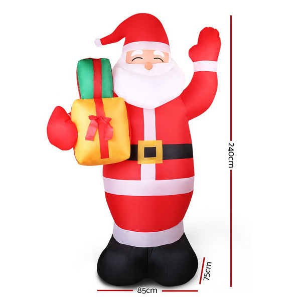 Seasonal Decorations Jingle Jollys Christmas Inflatable Santa 2.4M Outdoor Xmas Decorations Lights