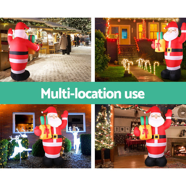 Seasonal Decorations Jingle Jollys Christmas Inflatable Santa 2.4M Outdoor Xmas Decorations Lights