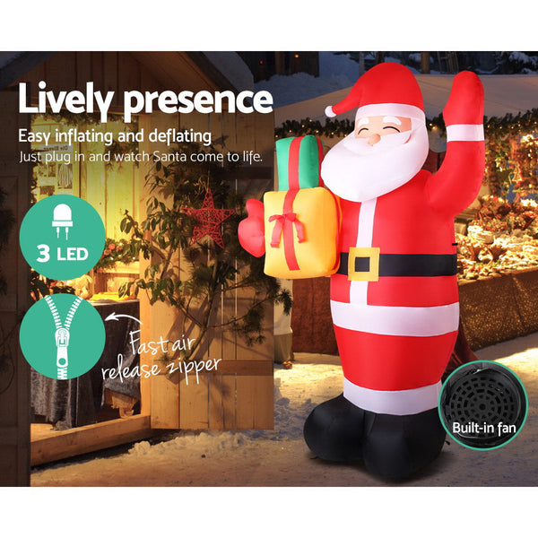 Seasonal Decorations Jingle Jollys Christmas Inflatable Santa 2.4M Outdoor Xmas Decorations Lights