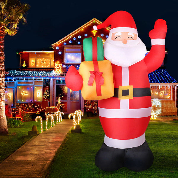 Seasonal Decorations Jingle Jollys Christmas Inflatable Santa 2.4M Outdoor Xmas Decorations Lights