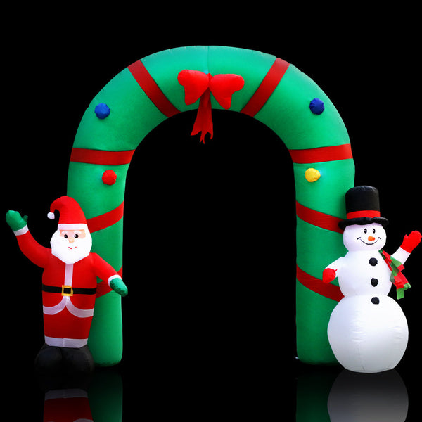 Seasonal Decorations Jingle Jollys Christmas Inflatable Giant Arch Way 2.8M Santa Snowman Light Decor