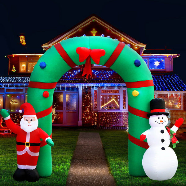 Seasonal Decorations Jingle Jollys Christmas Inflatable Giant Arch Way 2.8M Santa Snowman Light Decor