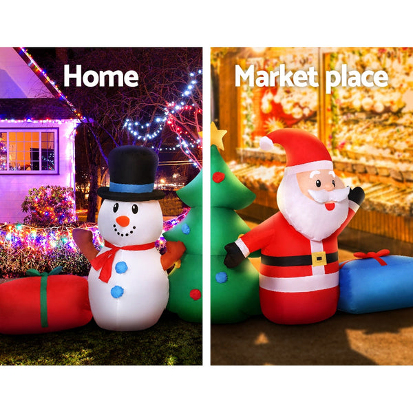 Seasonal Decorations Jingle Jollys Christmas Inflatable Tree Snowman Lights 2.7M Outdoor Decorations