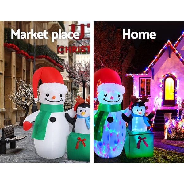 Seasonal Decorations Jingle Jollys Christmas Inflatable Snowman 1.8M Lights Led Outdoor Decorations