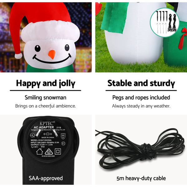 Seasonal Decorations Jingle Jollys Christmas Inflatable Snowman 1.8M Lights Led Outdoor Decorations