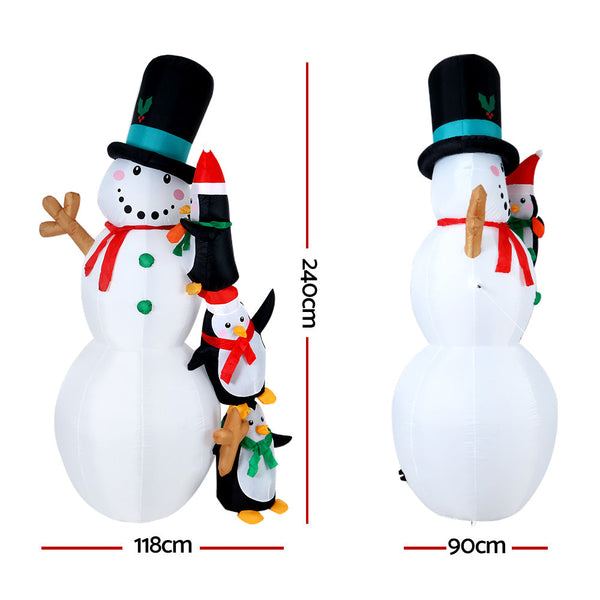 Seasonal Decorations Jingle Jollyschristmas Inflatable Snowman 2.4M Xmas Lights Outdoor Decorations