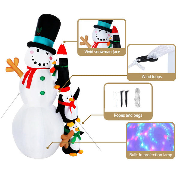 Seasonal Decorations Jingle Jollyschristmas Inflatable Snowman 2.4M Xmas Lights Outdoor Decorations