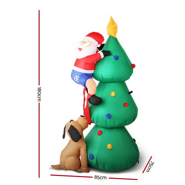 Seasonal Decorations Jingle Jollys Christmas Inflatable Santa Tree 1.8M Lights Outdoor Decorations