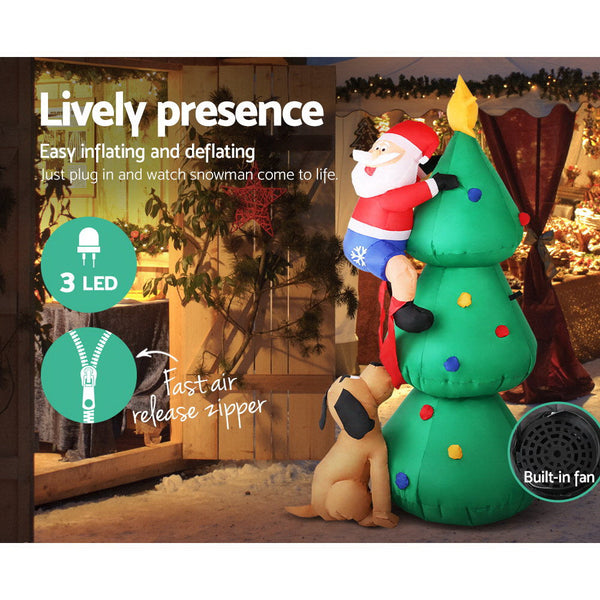 Seasonal Decorations Jingle Jollys Christmas Inflatable Santa Tree 1.8M Lights Outdoor Decorations