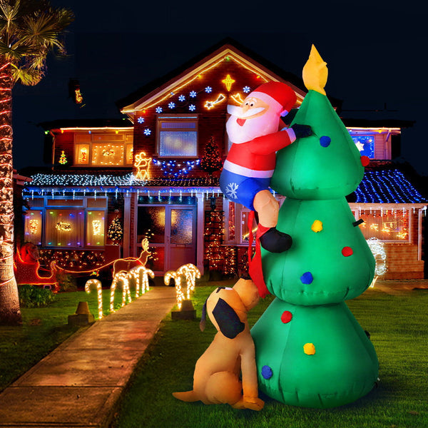 Seasonal Decorations Jingle Jollys Christmas Inflatable Santa Tree 1.8M Lights Outdoor Decorations