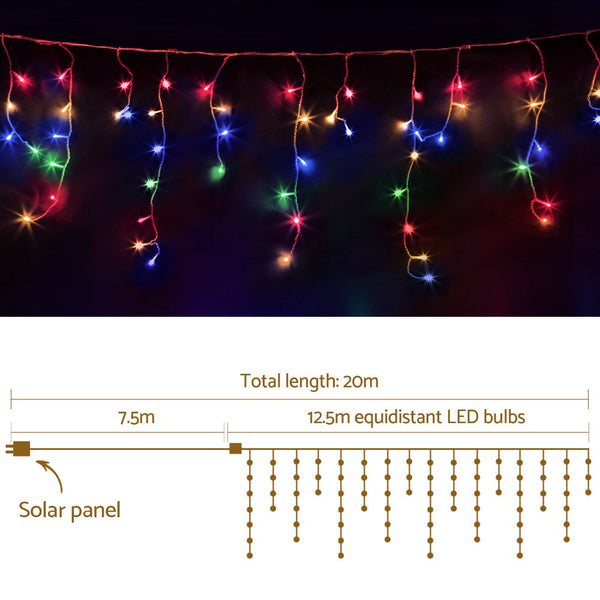 Seasonal Decorations Jingle Jollys 500 Led Solar Powered Christmas Icicle Lights 20M Outdoor Fairy String Party Multicolour