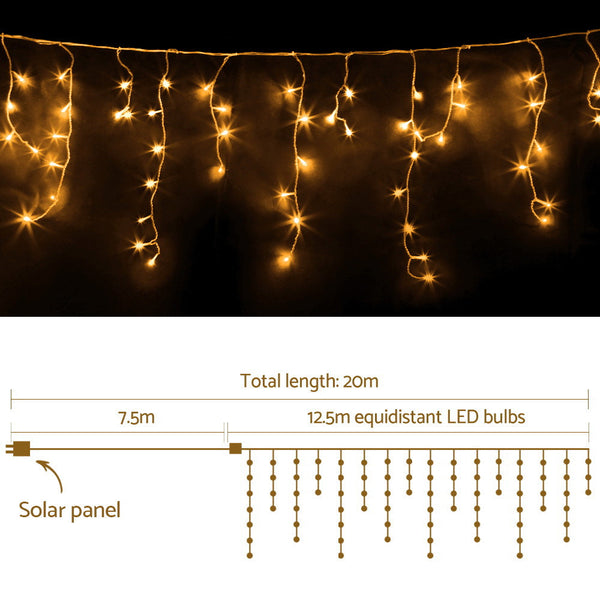 Seasonal Decorations Jingle Jollys 500 Led Solar Powered Christmas Icicle Lights 20M Outdoor Fairy String Party Warm White