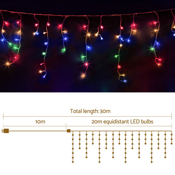 Seasonal Decorations Jingle Jollys 800 Led Christmas Icicle Lights Mutlicolour