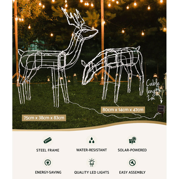 Seasonal Decorations Jingle Jollys Christmas Motif Lights Led Rope Reindeer Waterproof Solar Powered