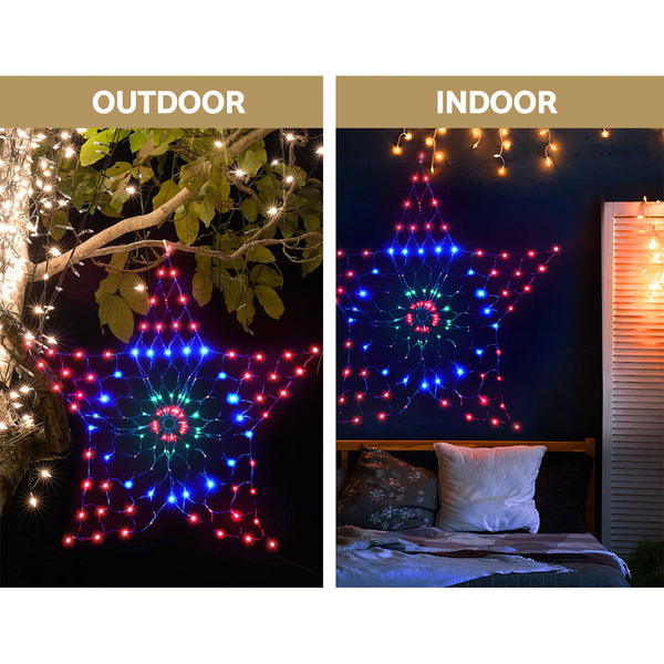 Seasonal Decorations Jingle Jollys Christmas Lights Motif Led Star Net Waterproof Outdoor Colourful