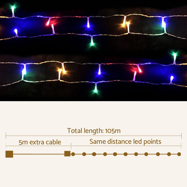 Seasonal Decorations Jingle Jollys 100M Christmas String Lights 500Led Multi Colour