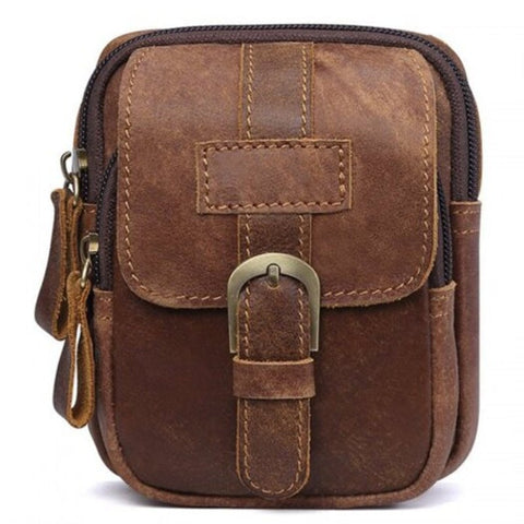 Bags Ls928 Men Retro Genuine Leather Waist Bag Outdoor Multifunction Pockets Wear On Belts Phone Package Light Brown