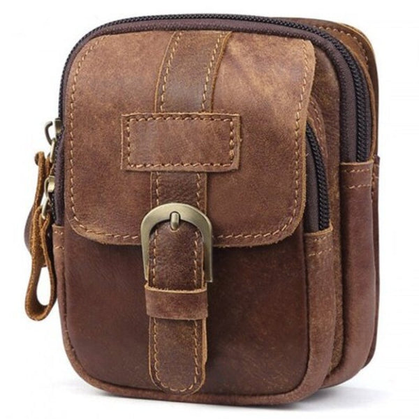 Bags Ls928 Men Retro Genuine Leather Waist Bag Outdoor Multifunction Pockets Wear On Belts Phone Package Light Brown