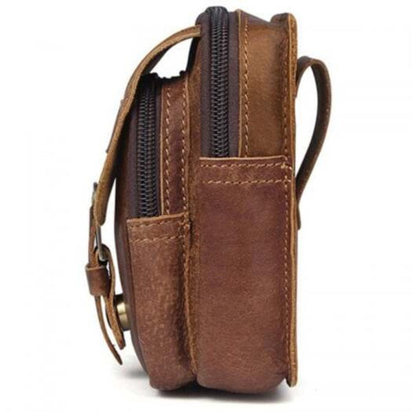 Bags Ls928 Men Retro Genuine Leather Waist Bag Outdoor Multifunction Pockets Wear On Belts Phone Package Light Brown