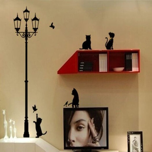 Wall Stickers Cartoon Black Cat Pattern Decoration Wall Sticker