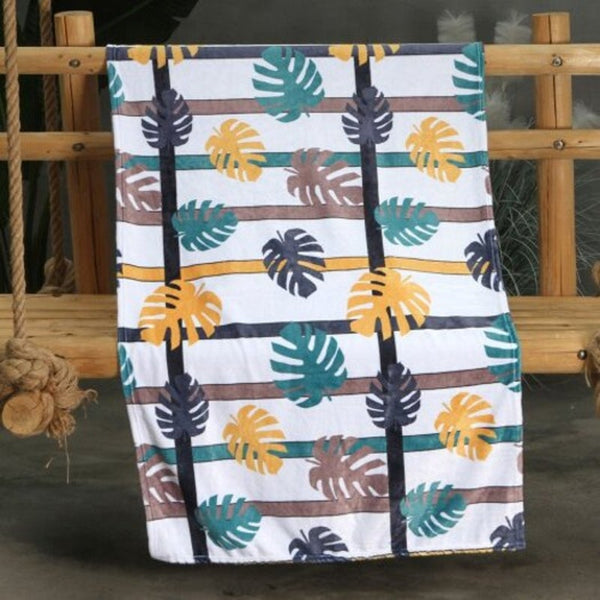 Blankets Yellow Green And Black Tricolor Tropical Leaves Double Sided Flannel Home Nap Warm Blanket Multi W27.6 X L39.4 Inch