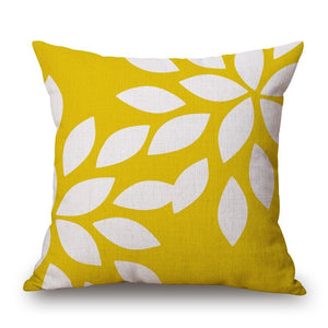 Cushions & Decorative Pillows Yellow White Cotton Linen Pillow Cover