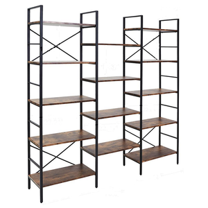 Yes4homes Industrial Shelf Bookshelf, Vintage Wood And Metal Bookcase Furniture For Home & Office